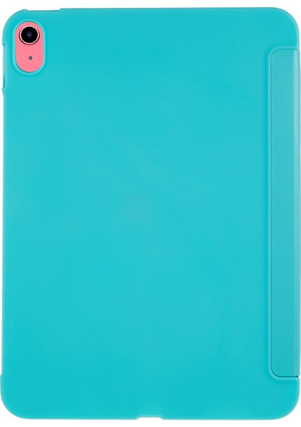 Darbeye Dayanıklı Tablet Kılıfı iPad 10.9 (2022) Için Pu Deri Üç Katlı Stand Tablet Kılıfı Tam Koruma Iç Tpu Petek Isı Dağıtımı Kapak-Cyan (Yurt Dışından)