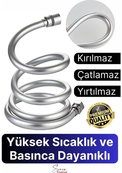 360 Derece Yüksek Kalite Esnek Kırılmaz Çatlamaz Paslanmaz Sızdırmaz Banyo Duş Musluk Hortum 1,5 mt