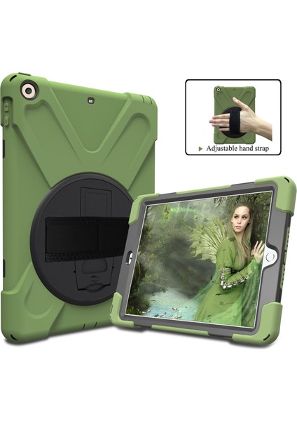 iPad 9.7 (2018 2017) X Shape 360 ​​derece Dönebilen Pc Tpu Combo Standı Ordu i Tablet Kılıfı (Yurt Dışından)