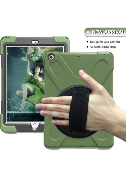 iPad 9.7 (2018 2017) X Shape 360 ​​derece Dönebilen Pc Tpu Combo Standı Ordu i Tablet Kılıfı (Yurt Dışından)