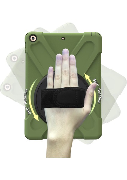 iPad 9.7 (2018 2017) X Shape 360 ​​derece Dönebilen Pc Tpu Combo Standı Ordu i Tablet Kılıfı (Yurt Dışından)