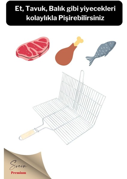 Ahşap Ağaç Saplı Kafesli Çelik Tel Izgara Mangal Barbekü Yemek Pişirme Teli 22 x 36 cm fiyatları