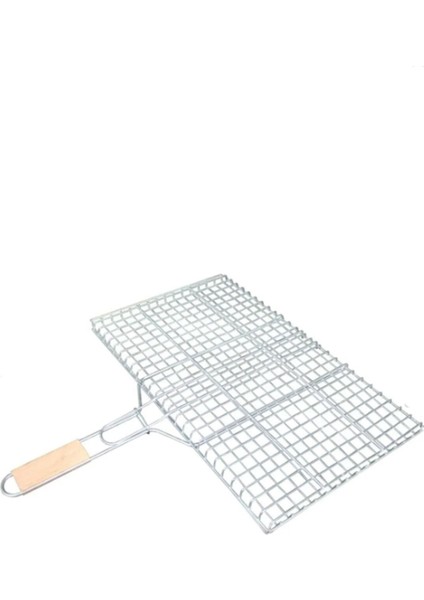 Ahşap Ağaç Saplı Kafesli Çelik Tel Izgara Mangal Barbekü Yemek Pişirme Teli 22 x 36 cm fırsatları