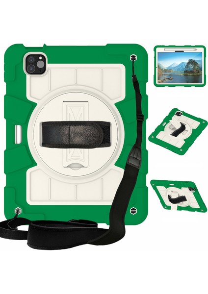 iPad Pro 11 (2024) Omuz Askılı Döner El Askılı Stand Pc Tpu Tablet Kılıfı (Yurt Dışından)