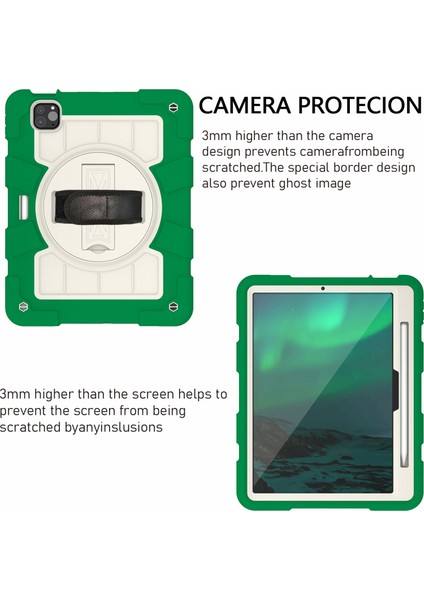 iPad Pro 11 (2024) Omuz Askılı Döner El Askılı Stand Pc Tpu Tablet Kılıfı (Yurt Dışından)