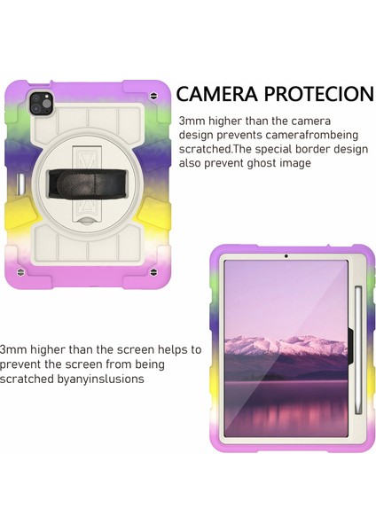 iPad Pro 11 (2024) Omuz Askılı Döner El Askılı Stand Pc Tpu Tablet Kılıfı (Yurt Dışından) modelleri