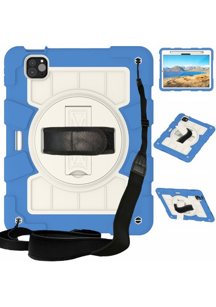 iPad Pro 11 (2024) Omuz Askılı Döner El Askılı Stand Pc Tpu Tablet Kılıfı (Yurt Dışından)