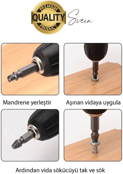 4'lü Paslanmaz Çelik Hasarlı Bozuk Kırık Dübel Vida Sökücü Set Kutulu Çivi Çıkarıcı Matkap Uç indirimleri