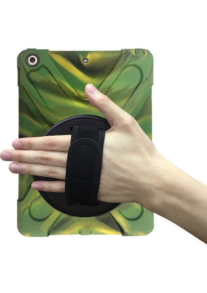 iPad 9.7 (2018 2017) X Shape 360 ​​derece Dönebilen Pc Tpu Combo Standı Koruma Muhafazası Kamuflaj Tablet Kılıfı (Yurt Dışından)