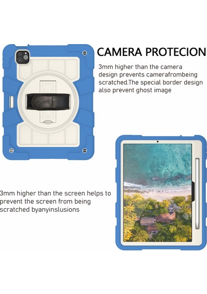 iPad Pro 11 (2024) Omuz Askılı Döner El Askılı Stand Pc Tpu Tablet Kılıfı (Yurt Dışından)