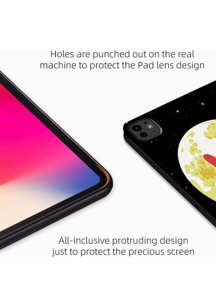 iPad Pro 11 (2024) Deri Standlı Akıllı Astronot Desenli Balon Ay Tablet Kılıfı (Yurt Dışından)