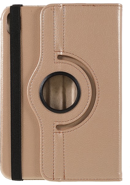 360 Derece Dönebilen Stand Litchi Doku Deri Koruyucu iPad Mini 6 (2021) Gold Tablet Kılıfı (Yurt Dışından)