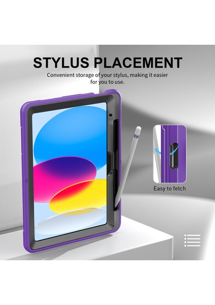 Stand iPad 10.9 (2022) Kalem Yuvası Tpu Pc Omuz Askılı Tablet Kılıfı (Yurt Dışından)