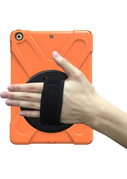 iPad 9.7 (2018 2017) X Shape 360 ​​derece Dönebilen Pc Tpu Combo Standı Muhafaza Turuncu Tablet Kılıfı (Yurt Dışından)