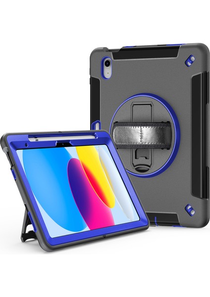 Stand iPad 10.9 (2022) Kalem Yuvası Tpu Pc Omuz Askılı Tablet Kılıfı (Yurt Dışından)