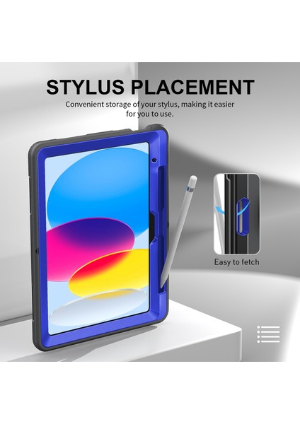 Stand iPad 10.9 (2022) Kalem Yuvası Tpu Pc Omuz Askılı Tablet Kılıfı (Yurt Dışından)