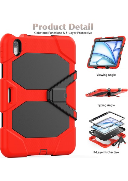 iPad Air 11 (2024) Dahili Ekran Koruyuculu Stand Pc Silikon Tablet Kılıfı (Yurt Dışından) modelleri