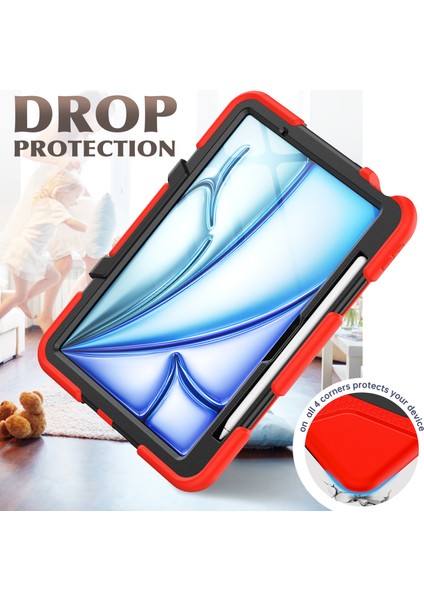 iPad Air 11 (2024) Dahili Ekran Koruyuculu Stand Pc Silikon Tablet Kılıfı (Yurt Dışından) indirimleri