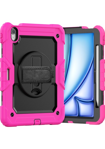 iPad Air 11 (2024) Döner Tekme Standı Pc Silikon Ekran Filmi omuz Askısı Tablet Kılıfı (Yurt Dışından) modelleri