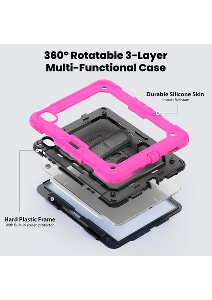 iPad Air 11 (2024) Döner Tekme Standı Pc Silikon Ekran Filmi omuz Askısı Tablet Kılıfı (Yurt Dışından) fırsatları