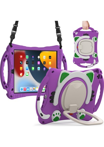 Silikon Sert Pc Hibrit Döner Tekme Standı iPad PRO(2017) IPAD Air (2019) Omuz Askılı Koruyucu Tablet Kılıfı (Yurt Dışından)