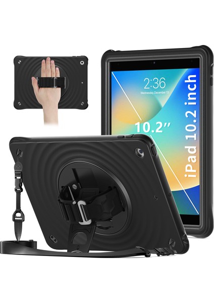iPad 10.2 (2019 2020 2021) Standı Silikon El Kayışı Omuz Askılı Tablet Kılıfı (Yurt Dışından)