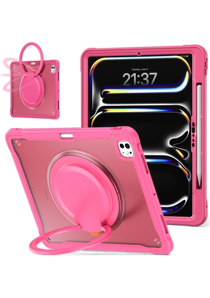 iPad Pro 13 (2024) Döner Tekme Standı Pc Tpu Silikon Tablet Kılıfı (Yurt Dışından)
