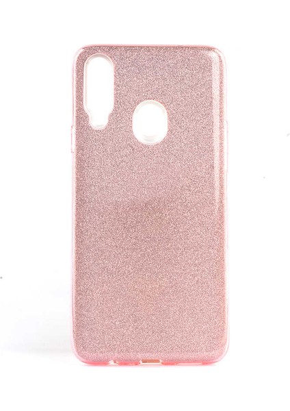 - Samsung Galaxy A20S - Kılıf Simli Koruyucu Shining Silikon - Pembe