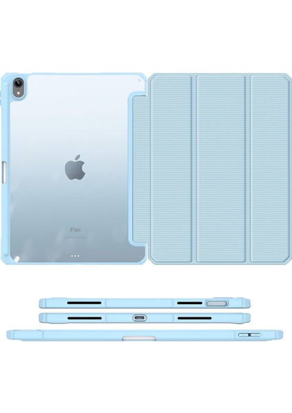 Apple iPad 10.9 (2022) Yumuşak Tpu Pc Deri Üç Katlı Standlı Kalem Tutuculu Tablet Kılıfı (Yurt Dışından)