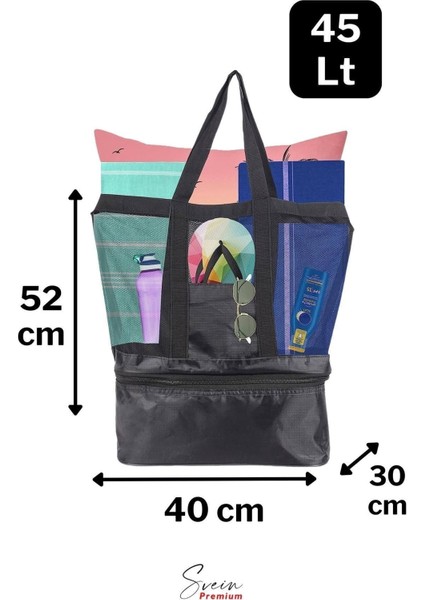 Sıcak Soğuk Tutucu Buzluklu Termos Bölmeli Fileli Omuz Askılı Fermuarlı Şık Plaj Kamp Piknik Çantası fırsatları