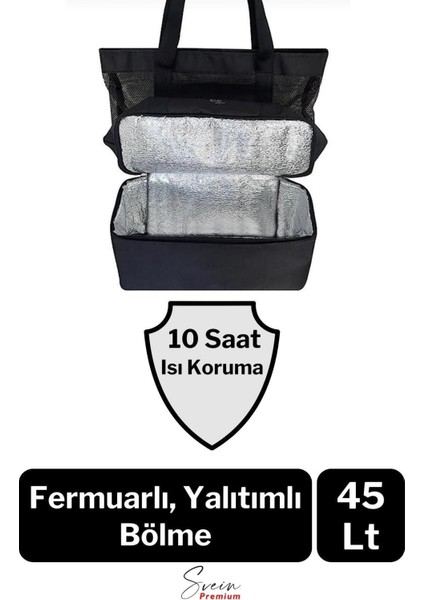 Sıcak Soğuk Tutucu Buzluklu Termos Bölmeli Fileli Omuz Askılı Fermuarlı Şık Plaj Kamp Piknik Çantası indirimleri