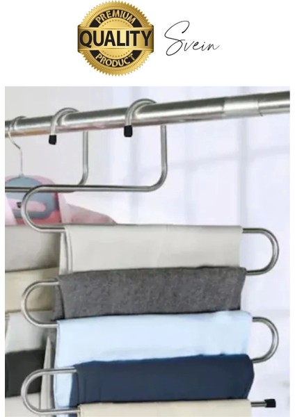 1 Adet Metal Dolap Içi Krom Pantolon Pantolon Akıllı Askılık 5'li Taşır Çoklu Katlı Kırışma Karşıtı