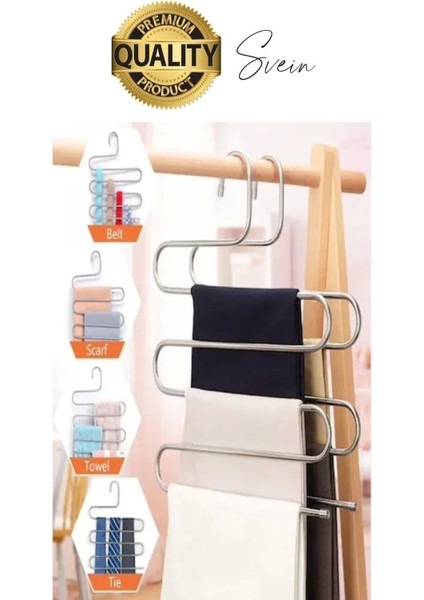 1 Adet Metal Dolap Içi Krom Pantolon Pantolon Akıllı Askılık 5'li Taşır Çoklu Katlı Kırışma Karşıtı