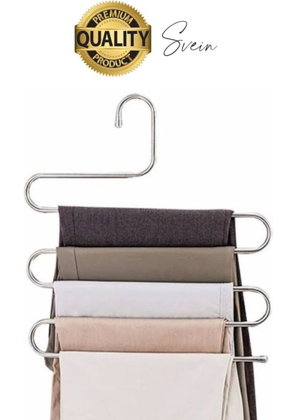 1 Adet Metal Dolap Içi Krom Pantolon Pantolon Akıllı Askılık 5'li Taşır Çoklu Katlı Kırışma Karşıtı