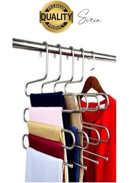 1 Adet Metal Dolap Içi Krom Pantolon Pantolon Akıllı Askılık 5'li Taşır Çoklu Katlı Kırışma Karşıtı