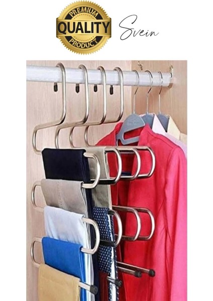 1 Adet Metal Dolap Içi Krom Pantolon Pantolon Akıllı Askılık 5'li Taşır Çoklu Katlı Kırışma Karşıtı