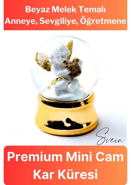 Premium Sevgiliye Anneye Arkadaşa Özel Mini Cam Kar Küresi Yılbaşı Hediyesi Beyaz Melek Temalı fırsatları