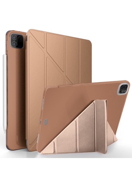 iPad Pro 12.9 Inç (2022 2021 2020 2018) Origami Standı Akıllı Tpu Deri Koruyucu Tablet Kılıfı (Yurt Dışından)
