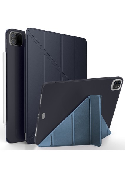 iPad Pro 12.9 Inç (2022 2021 2020 2018) Origami Standı Akıllı Tpu Deri Koruyucu Tablet Kılıfı (Yurt Dışından)