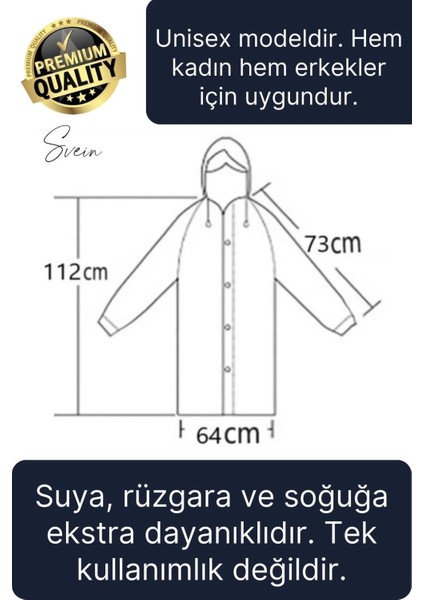 Premium Laci Xxl 150 gr Kapüşonlu Cepli Yağmurluk Su Rüzgar Soğuk Geçirmez Unisex Çıtçıtlı Pardösü