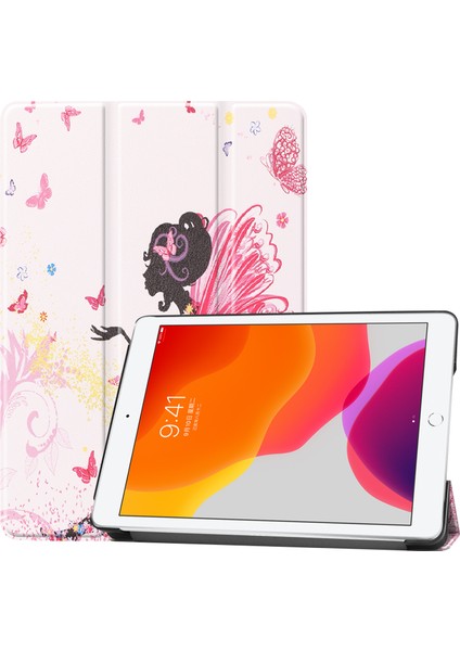 Moda Desen Baskı Pu Deri Üç Katlı Stand iPad 10.2 (2019 2020 2021) BEAUTY Tablet Kılıfı (Yurt Dışından)