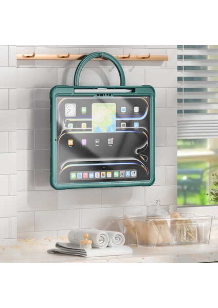 iPad Pro 13 (2024) Döner Tekme Standı Pc Tpu Silikon Gece Yarısı i Tablet Kılıfı (Yurt Dışından)