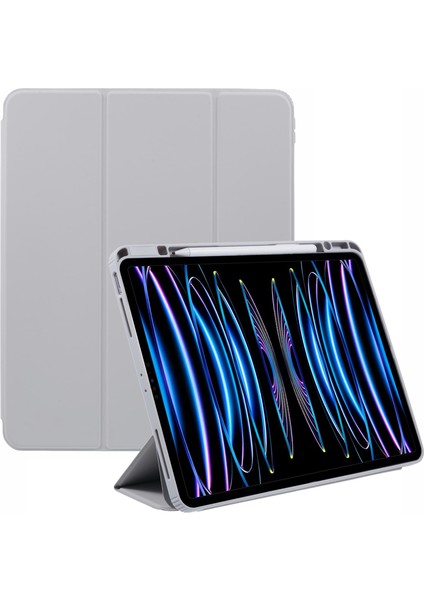 iPad Air 13 (2024) Deri Kalem Tutuculu Üç Katlı Stand Tablet Kılıfı (Yurt Dışından)