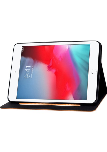 iPad Mini 2 3 4 ipad Mini (2019)SIĞIR Derisi Doku Pu Deri Standı Kart Tutucu Çizilmez Turuncu Tablet Kılıfı (Yurt Dışından)