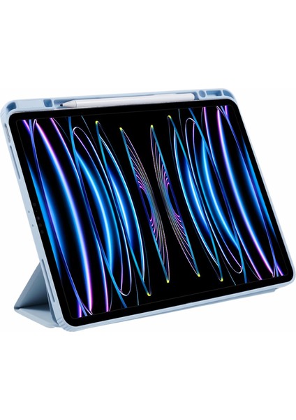 iPad Air 13 (2024) Deri Kalem Tutuculu Üç Katlı Stand Tablet Kılıfı (Yurt Dışından)