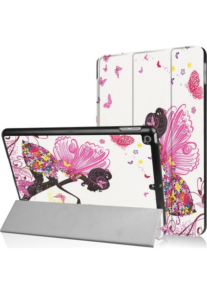 Üç Katlı Stand Deri Desen Baskı iPad 9.7 (2018 2017) Akıllı Uyandırma uyku Tamı Çiçekli Peri Tablet Kılıfı (Yurt Dışından)