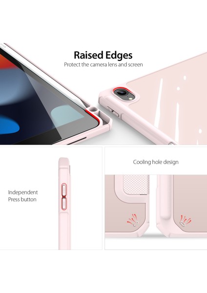 Apple iPad 10.9 (2022) Yumuşak Tpu Pc Deri Kalem Tutuculu Üç Katlı Standlı Tablet Kılıfı (Yurt Dışından)