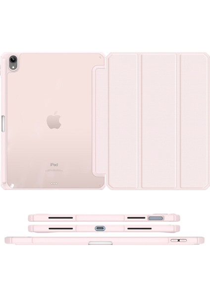 Apple iPad 10.9 (2022) Yumuşak Tpu Pc Deri Kalem Tutuculu Üç Katlı Standlı Tablet Kılıfı (Yurt Dışından)