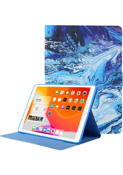 Desen Baskı Kartı Yuvası iPad 10.2 (2019 2020 2021) Deri Tablet Kılıfı (Yurt Dışından)