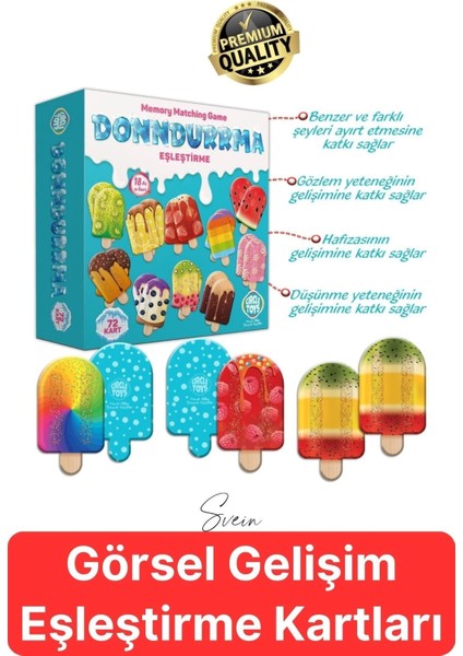 Dondurma Eşleştirme Beceri Zeka Geliştirme El Göz Algı Koordinasyon Okul Öncesi Kutulu Oyunu Puzzle